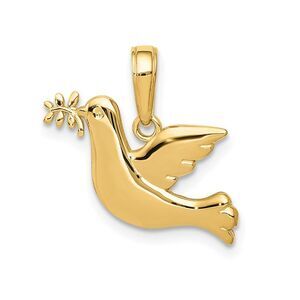 14k Yellow Gold Polished Peace Dove Pendant